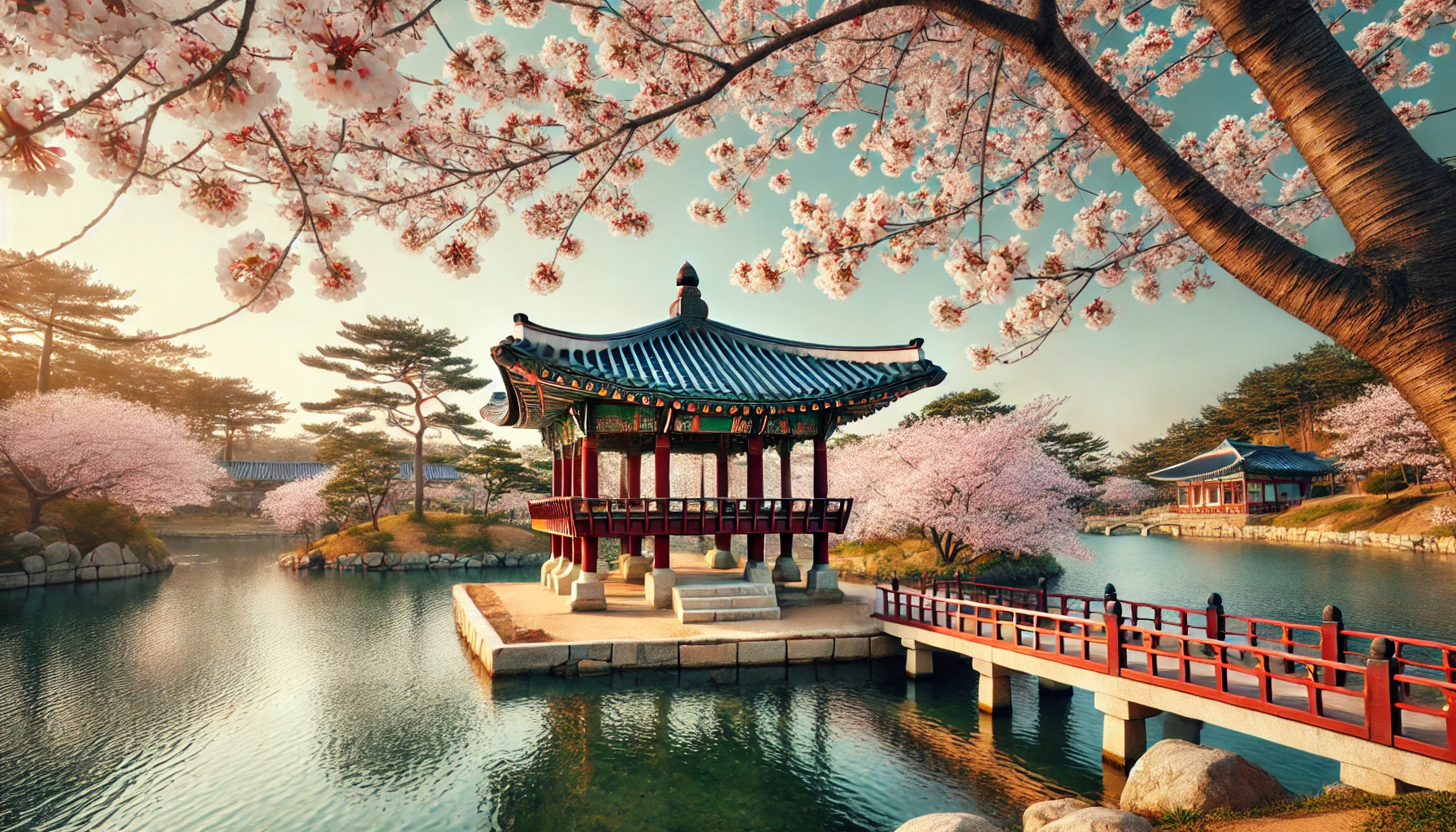 강릉 경포대: 호수와 벚꽃의 환상적인 조화