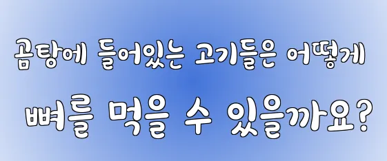 곰탕에 들어있는 고기들은 어떻게 뼈를 먹을 수 있을까요?