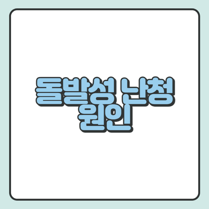 돌발성 난청 원인