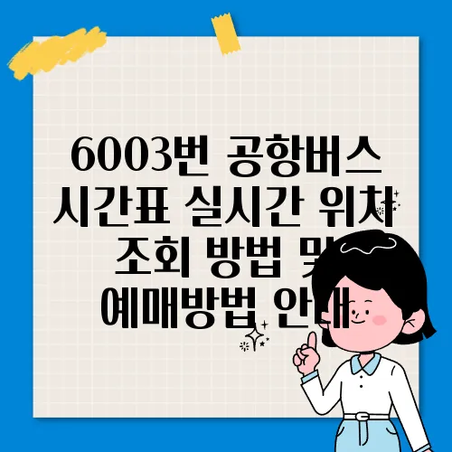 6003번 공항버스 시간표 실시간 위치 조회 방법 및 예매방법 안내