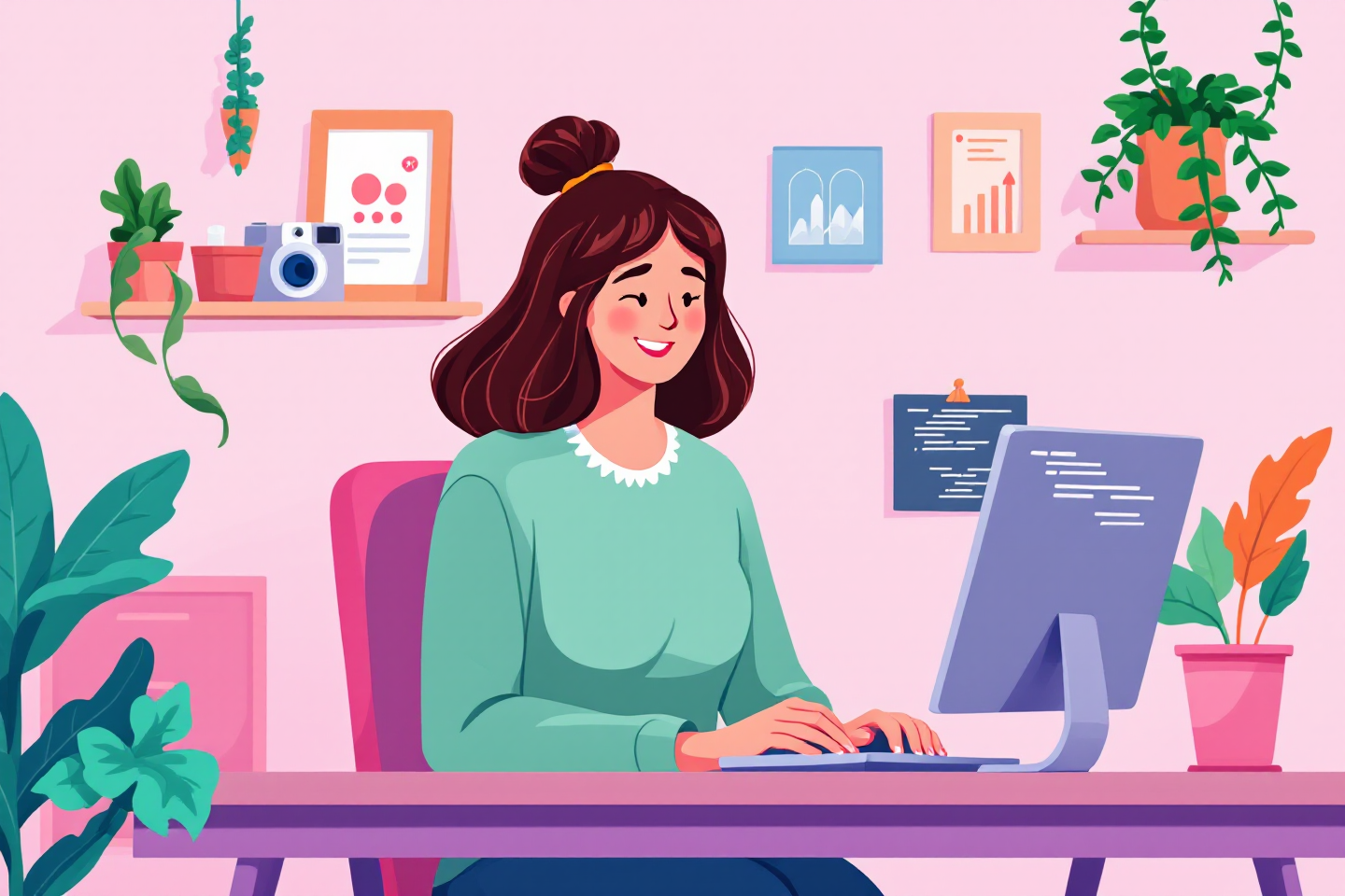 온라인 코딩파티 참여중인 여성