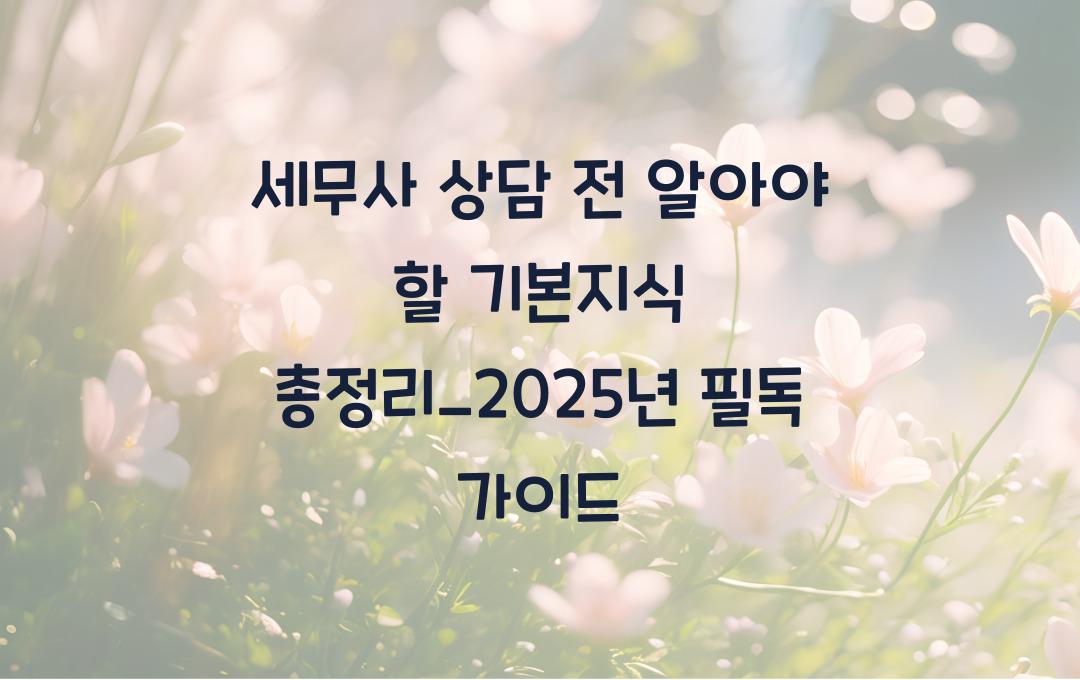 세무사 상담 전 알아야 할 기본지식