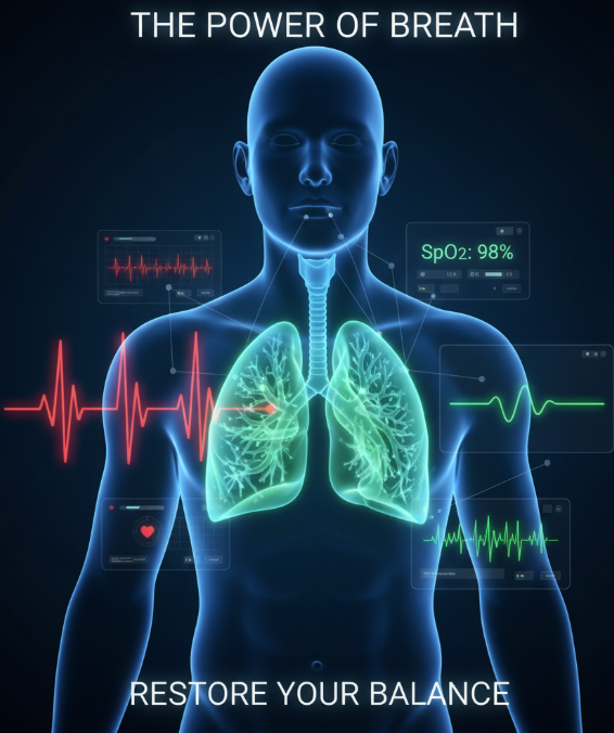 심호흡을 통해 스트레스와 과호흡을 회복하는 사람을 상징하는 이미지