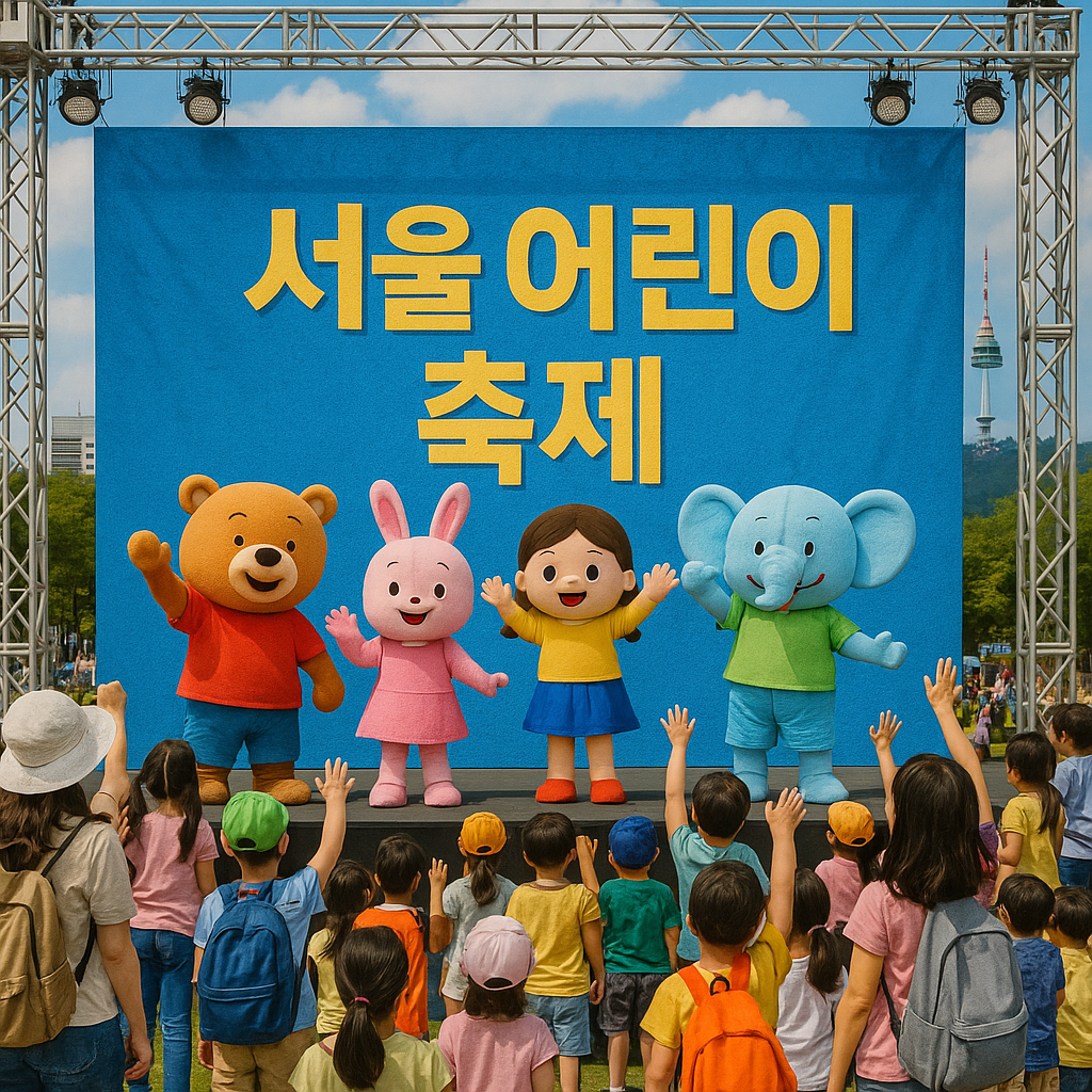 가족 단위 서울 어린이 축제 사진
