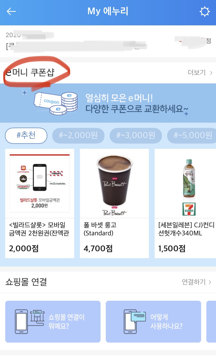 에누리 e머니 쿠폰샵 찾기