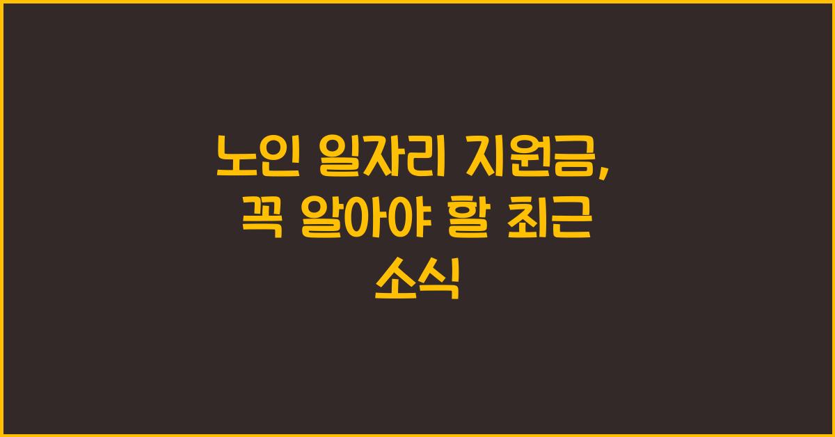 노인 일자리 지원금