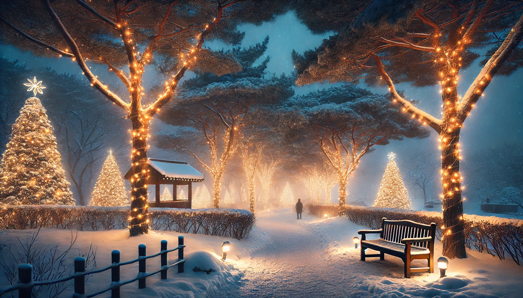 크리스마스 시즌, 실내 전시·복합문화공간에서 조용히 데이트하는 분위기 이미지