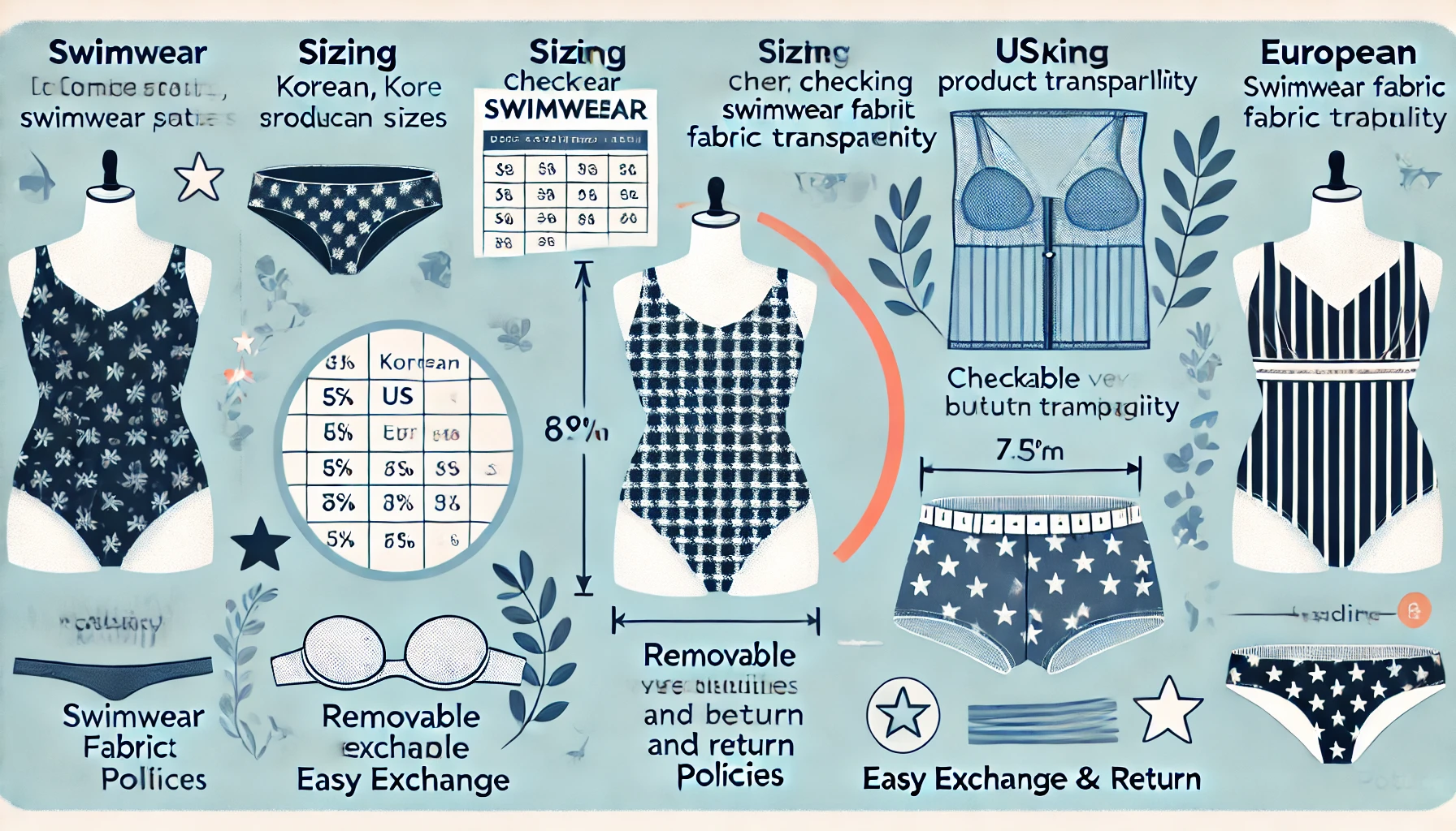 수영복 사이즈 선택법 완벽 가이드 (남녀 국가별 사이즈 비교 & 온라인 쇼핑 팁)