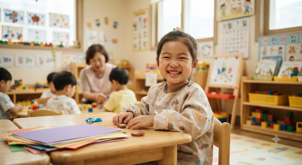 시간제 보육 지정 어린이집에서 돌봄을 받고 있는 아이의 모습