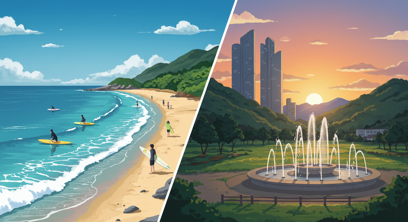 송정해변과 다대포 낙조분수, 부산 숨은 피서지