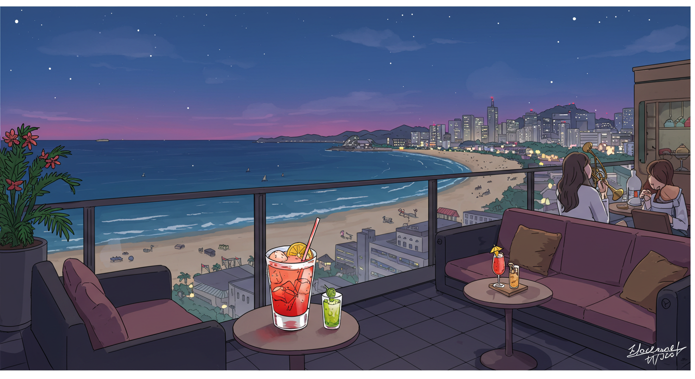 해운대 바다를 바라보며 칵테일을 즐길 수 있는 루프탑 모나르카