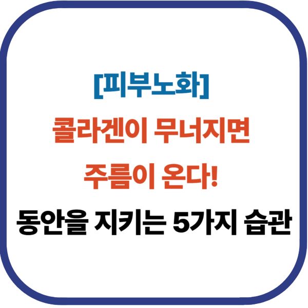 "콜라겐이 무너지면 주름이 온다! 동안을 지키는 5가지 습관"