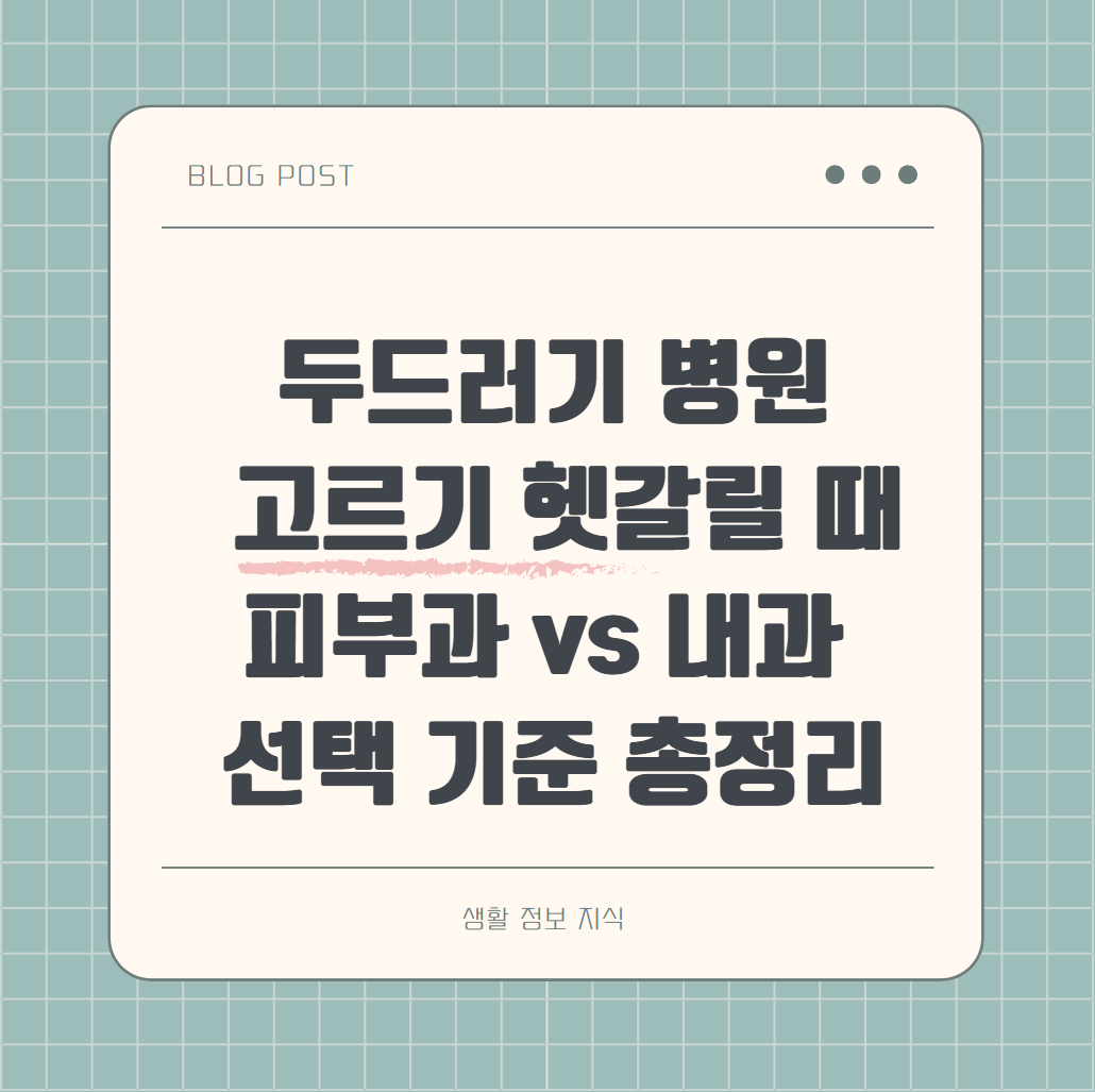 두드러기 병원 고르기 헷갈릴 때 피부과 vs 내과 선택 기준