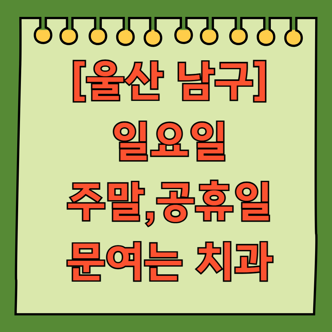 울산 남구 삼산동 달동 일요일 문 여는 치과 리스트 ❘ 주말 공휴일 야간진료 어린이 치과 찾기