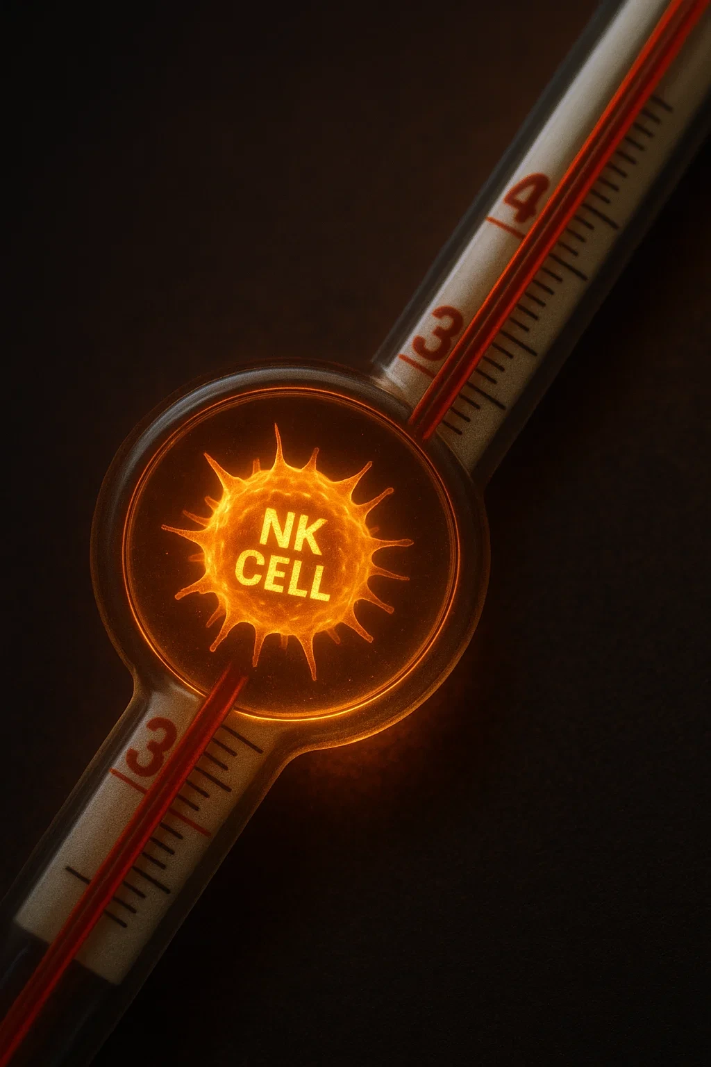 체온계의 빨간 눈금 속에서 빛나는 NK 세포