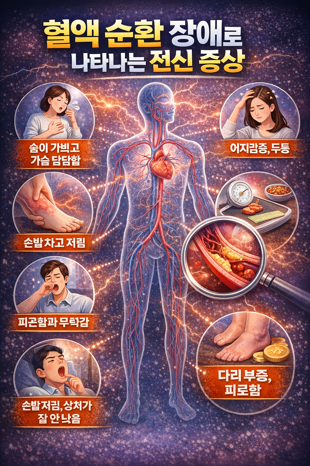 혈액 순환 장애로 나타나는 전신 증상 인포그래픽