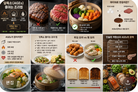 당독소(AGEs) 줄이는 조리법 (마이야르 반응, 찜 요리, 인슐린 저항성)