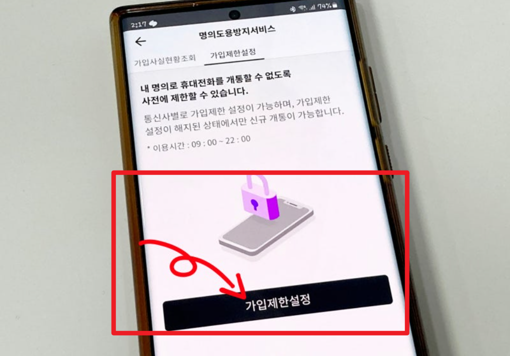 PASS 명의도용방지서비스 신청