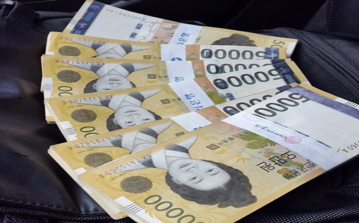 해외 동포를 위한 채무조정 신청 방법: 채무액 15억 이하 원금 감면 가능 한국원화 오만원짜리 지폐 묶음들