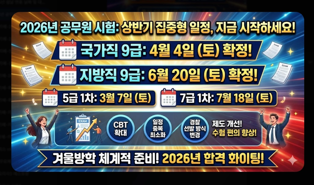 2026년 공무원 시험일정 총정리 국가직·지방직 확정일정