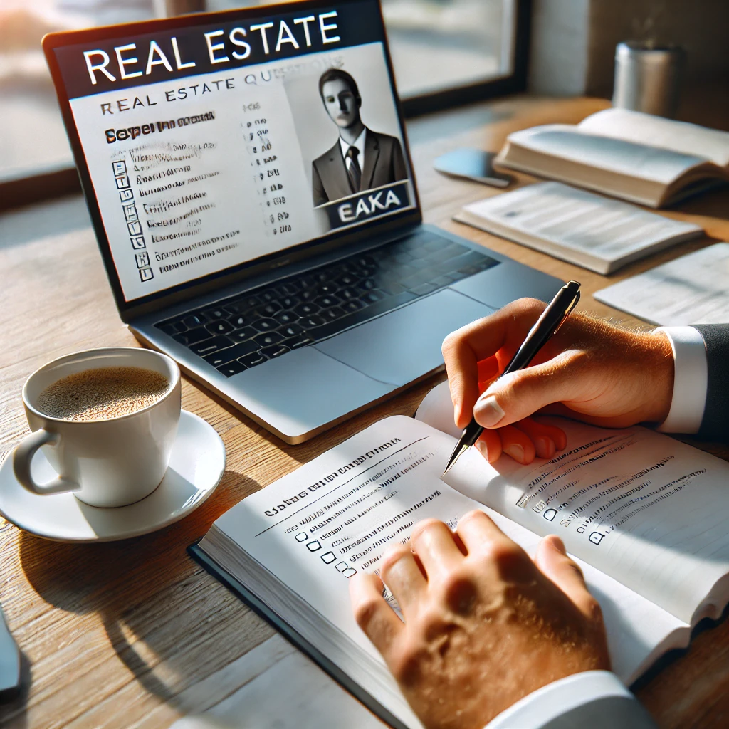 노트북으로 기출문제를 검토하는 모습