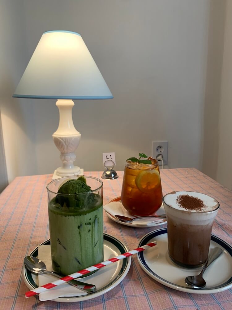 애플티, 말차 라테, 발로나 초콜릿 라테