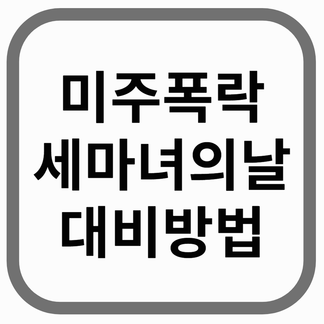 미주폭락 세마녀의 날 대비방법