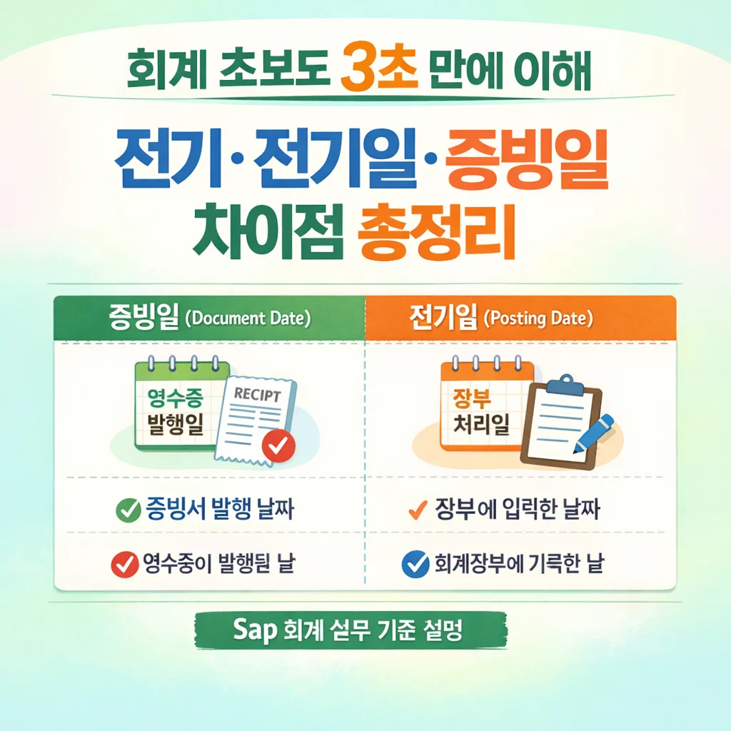 전기, 전기일, 증빙일, Posting, Posting Date, Document Date