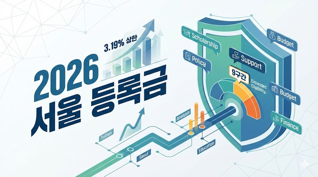 2026년 서울 지역 대학교 등록금 인상률 분석 및 국가장학금 지원 정책 인포그래픽