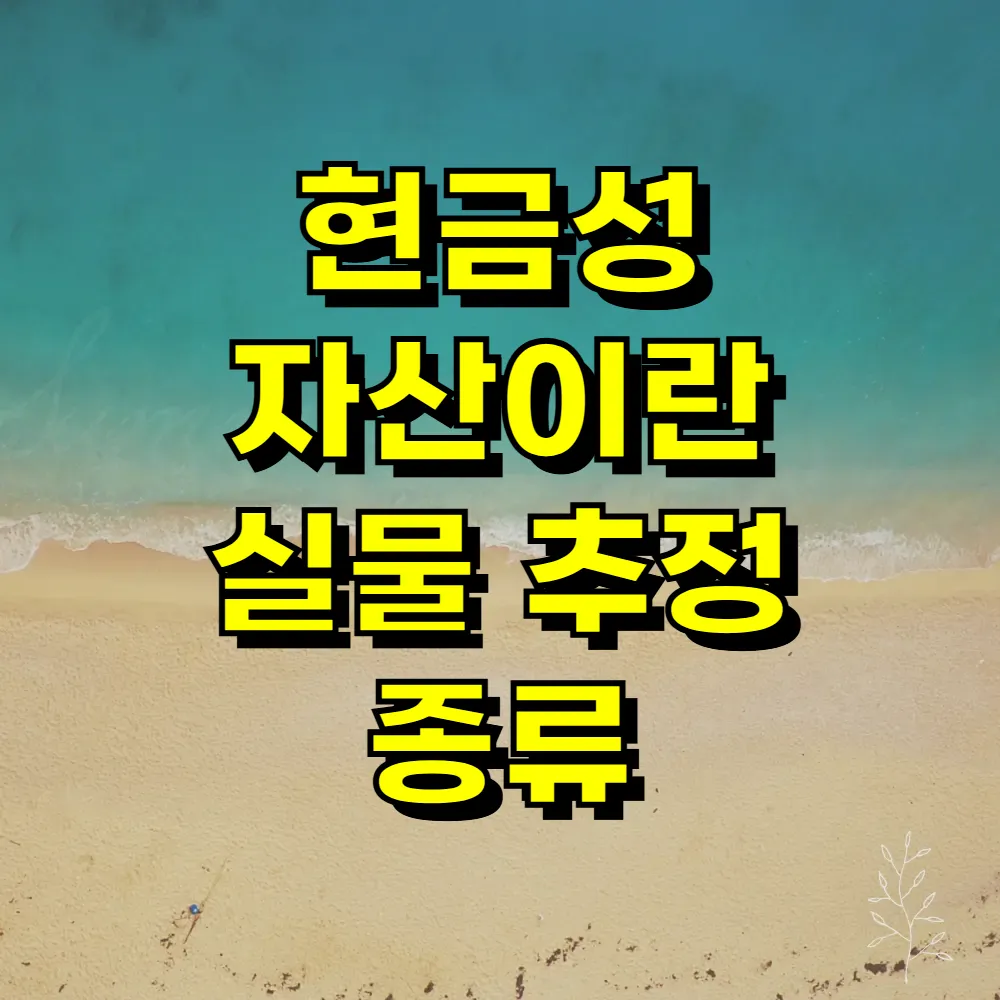 현금성 자산이란 실물 추정 종류