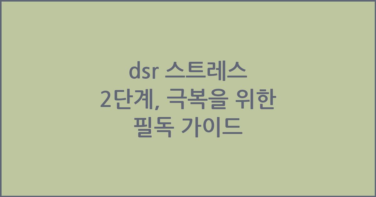 dsr 스트레스 2단계