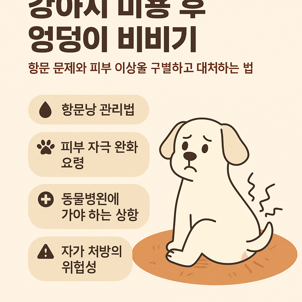 강아지 미용 후 엉덩이 비비기 구별 사진
