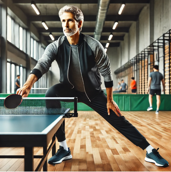 탁구하는 중년의 사진
