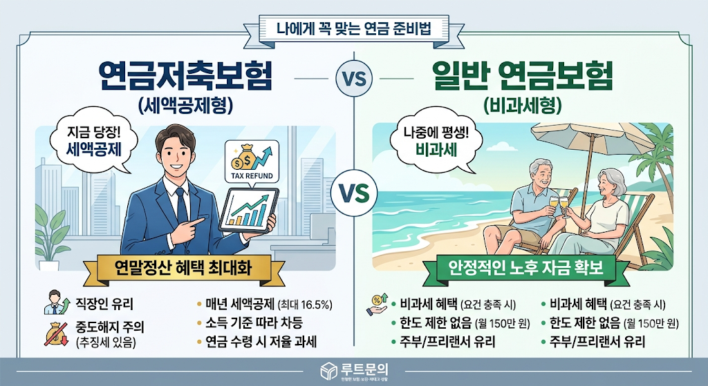 연금저축보험 연금보험 차이 3가지, 세액공제와 비과세 중 나에게 유리한 노후 준비법