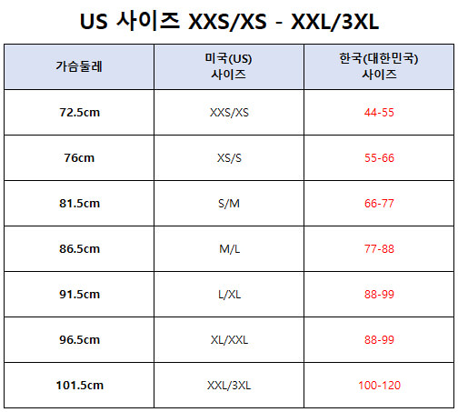 룰루레몬(lululemon) 여성 상의 사이즈표, 사이즈 가이드