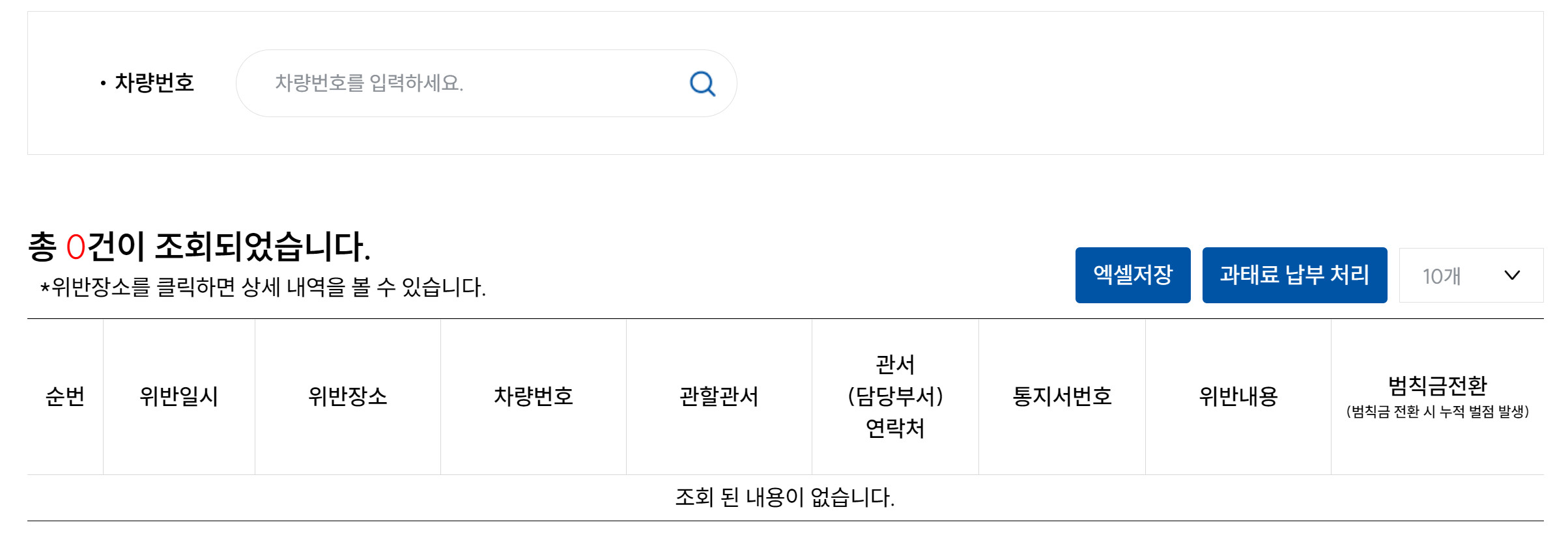 &#39;과태료&#39; 항목을 찾아 조회