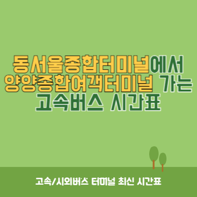 동서울종합터미널에서 양양종합여객터미널 가는 고속버스 시간표 최신정보