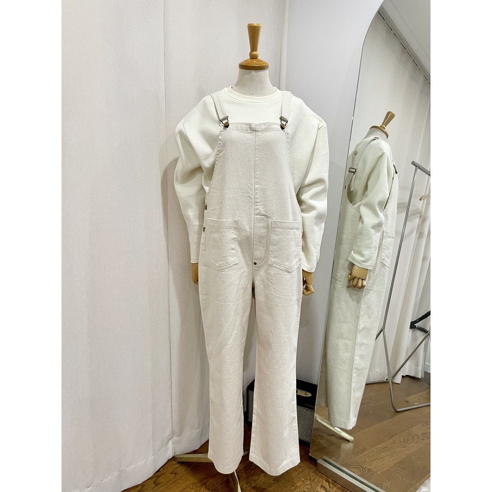 캐쥬얼 무드 귀여운 멜빵 바지 아이보리