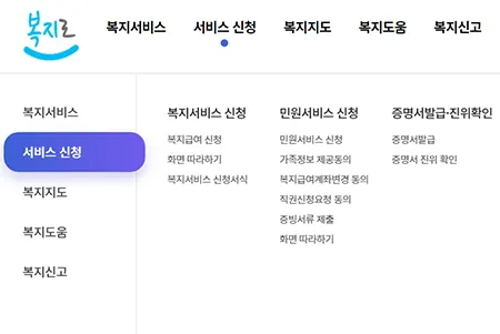 복지로 홈페이지