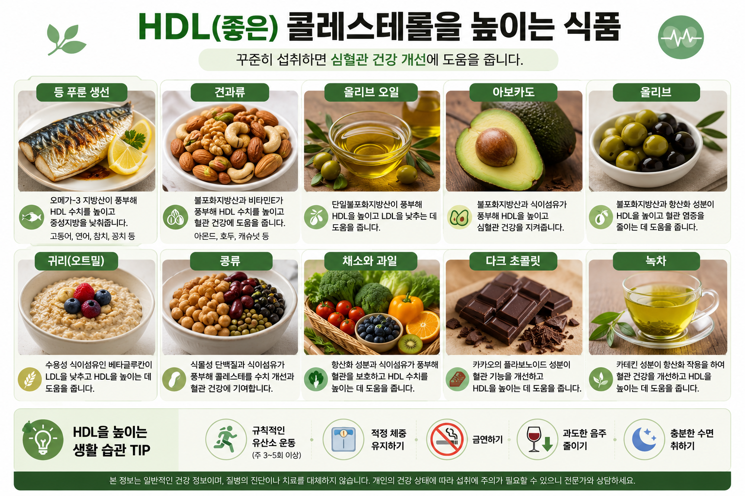 HDL 콜레스테롤이 낮을 때 올리는 방법 7가지