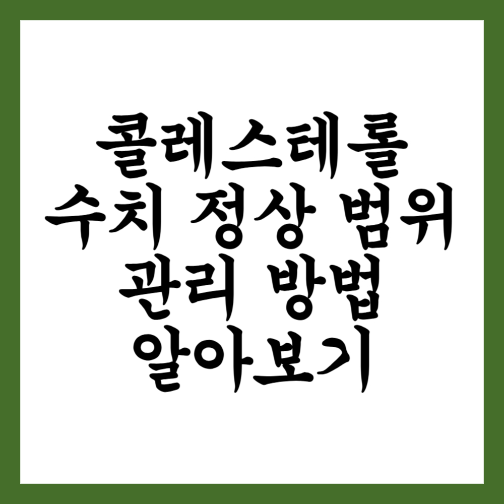 콜레스테롤 수치 정상 범위와 관리 방법 알아보기