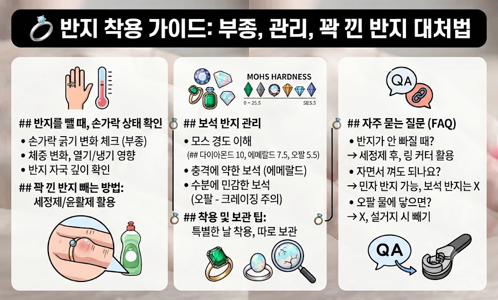 반지 착용,부종체크, 꽉낀반지빼기