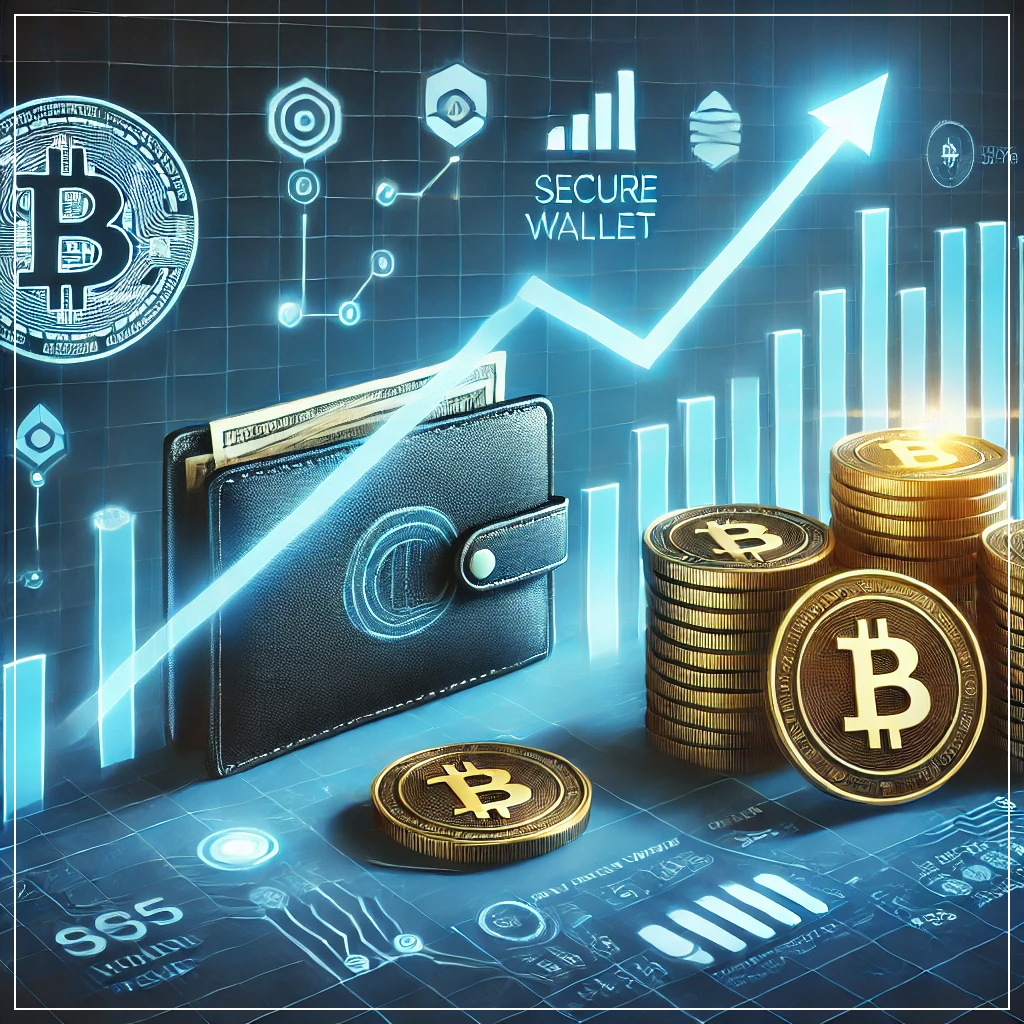 암호화폐 투자와 성장을 나타내는 상승하는 그래프