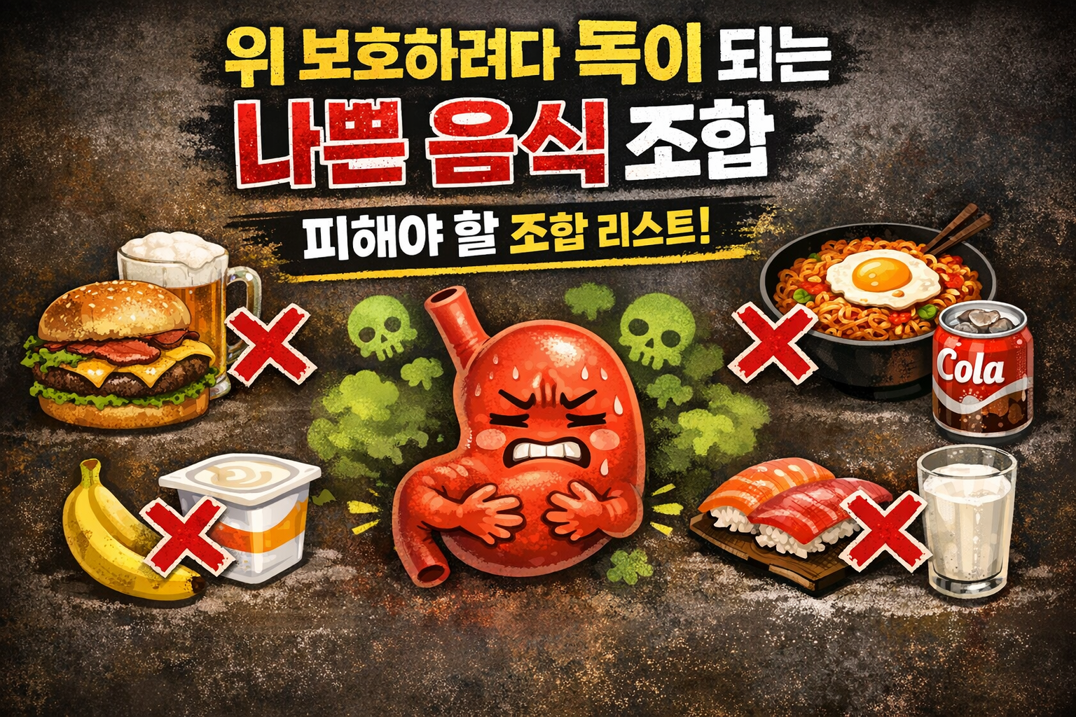 위 건강을 망치는 음식 궁합