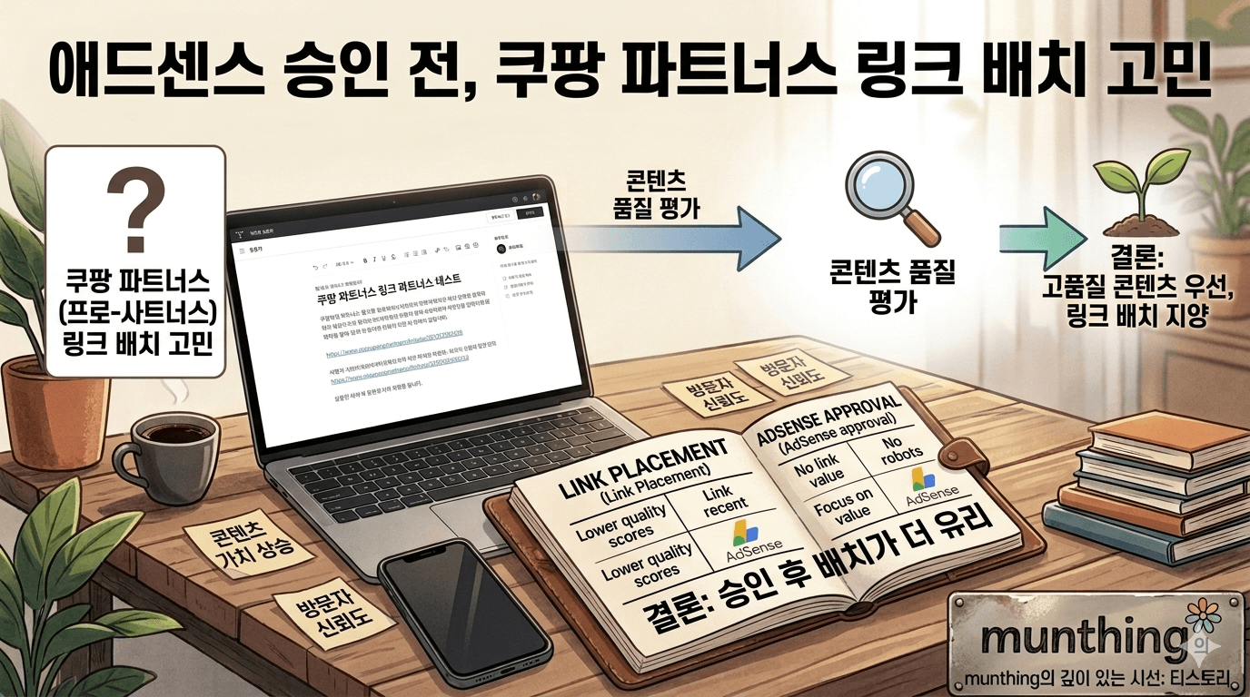 애드센스 승인 전, 쿠팡 파트너스 링크를 넣을까 말까 고민하다 내린 결론