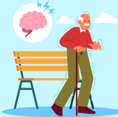 어지러움을 느끼는 할아버지 일러스트