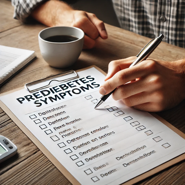 당뇨 전단계 증상을 기록하기 위한 체크리스트를 작성하는 사람