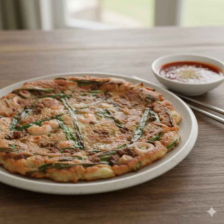 직접 만든 파전과 초고추장