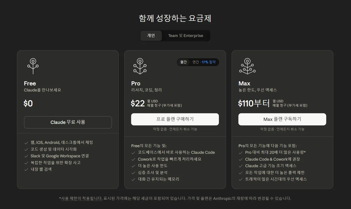 AI Claude Code 요금제