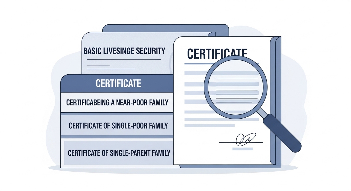 기초생활수급자 증명서, 차상위계층 확인서 등 사랑온 난방비 신청 자격 우대 서류들을 꼼꼼히 검토하는 모습